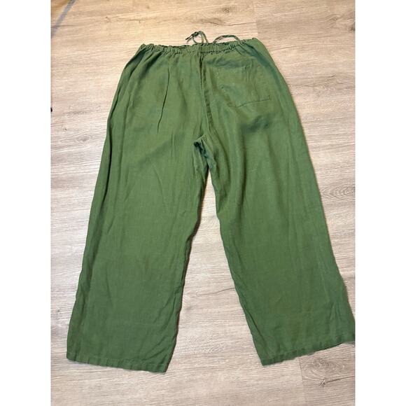 J. Crew 2024 Green Linen Soliel Wide Leg Pants L Casual Minimalist Beach Coastal - Picture 2 of 11